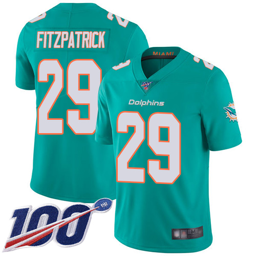 Nike Miami Dolphins #29 Minkah Fitzpatrick Aqua Green Team Color Men Stitched NFL 100th Season Vapor Limited Jersey->miami dolphins->NFL Jersey